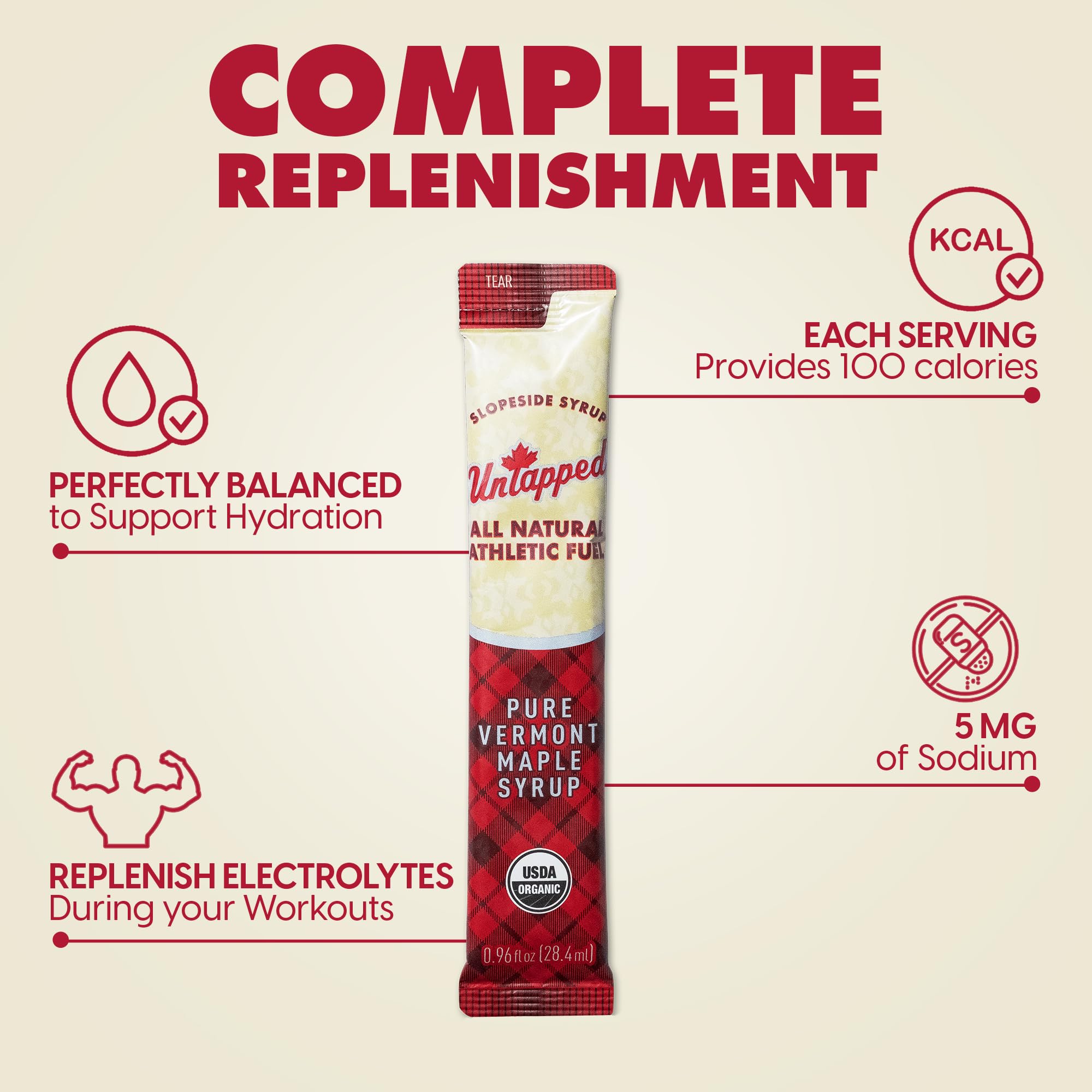 Untapped packet being opened and squeezed during a run, fast clean energy benefit