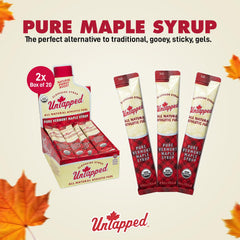 Untapped single packet close-up showing squeeze tip and organic maple clarity