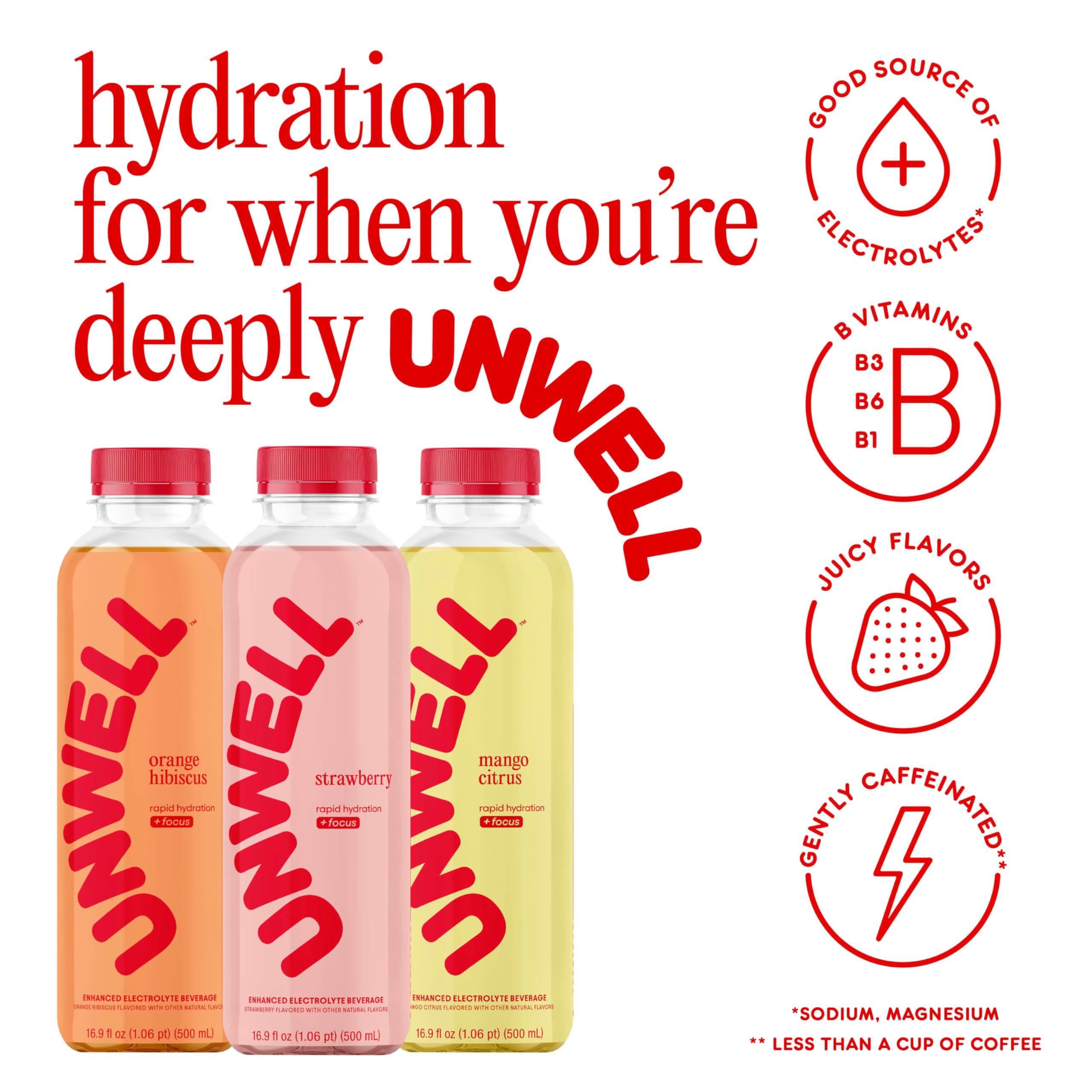 Unwell bottle next to a ruler for scale to show 12-ounce serving size and portability