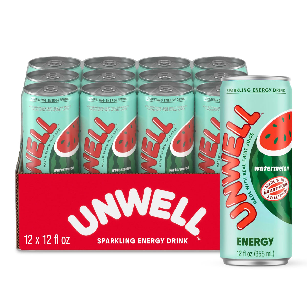 Unwell can front packaging showing watermelon design and benefits
