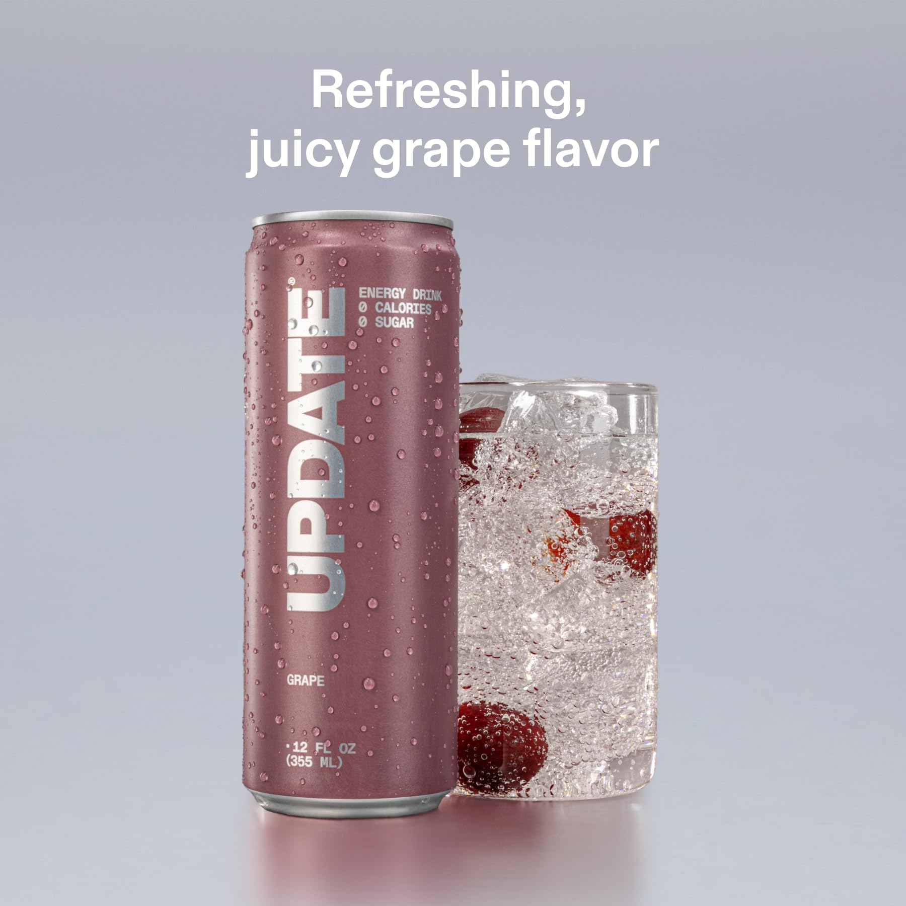 UPDATE grape carbonation close-up showing light bubbles and refreshing texture benefit