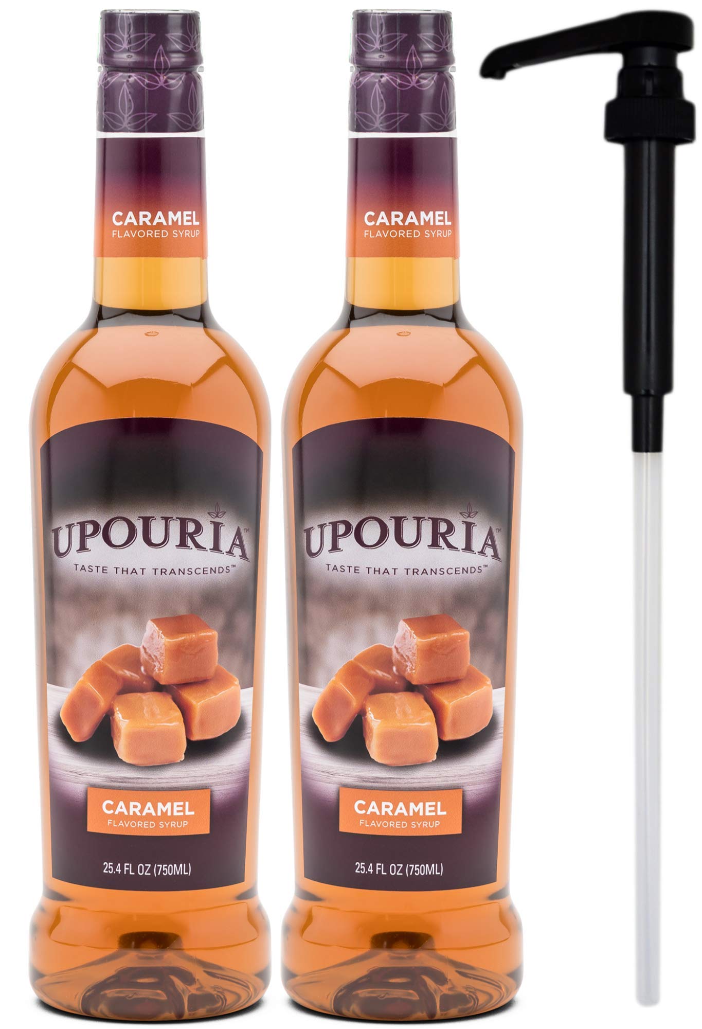 UPOURIA caramel bottle front view showing brand and 750ml size benefit