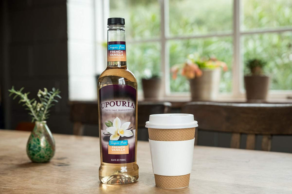 UPOURIA label close-up highlighting vegan, gluten-free, kosher certifications and benefits