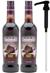 UPOURIA front packaging showing two 750 mL bottles and pump, clear value