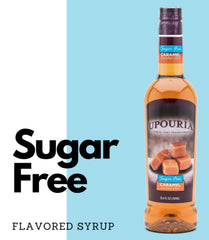 UPOURIA syrup pouring stream illustrating smooth caramel flavor