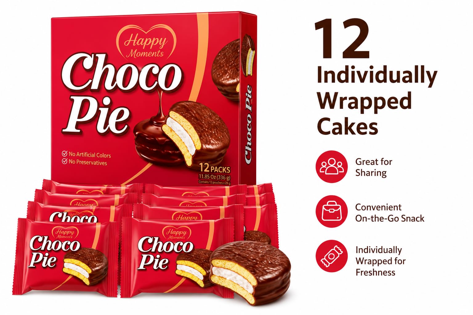urban hj opened Choco Pie close-up revealing marshmallow center delight