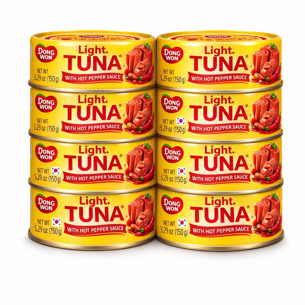 urban hj front can showing Spicy Korean Light Tuna label and bold flavor benefit