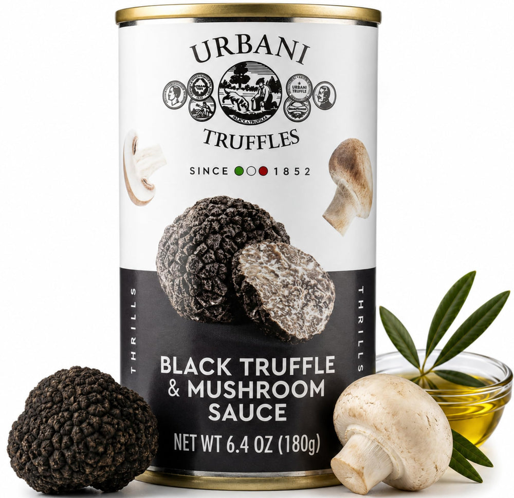Urbani Truffles jar front view showing premium Italian sauce and branding benefits aroma