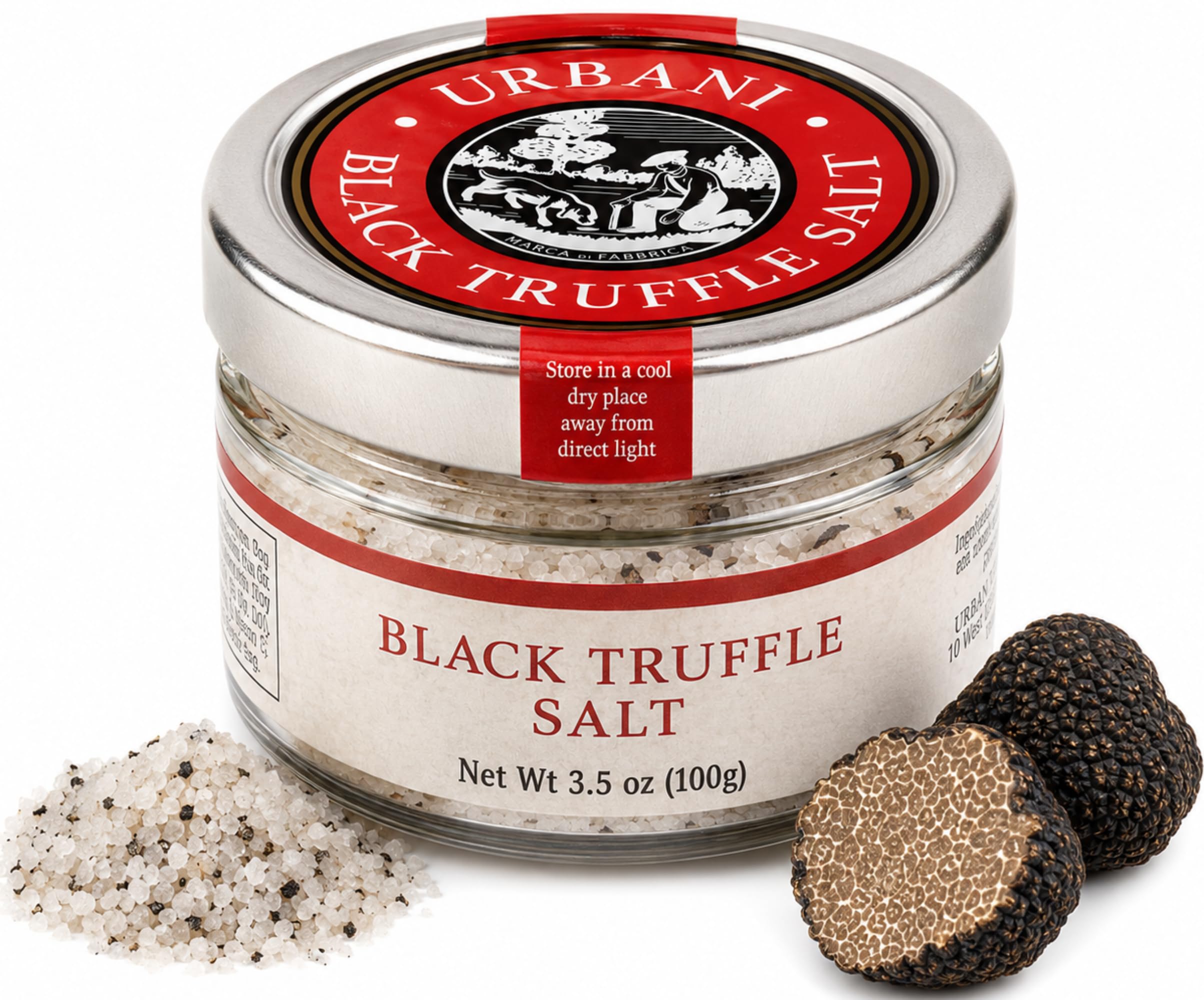 Urbani Truffles front jar showing label and 3.5 oz size for clear identification and premium gifting