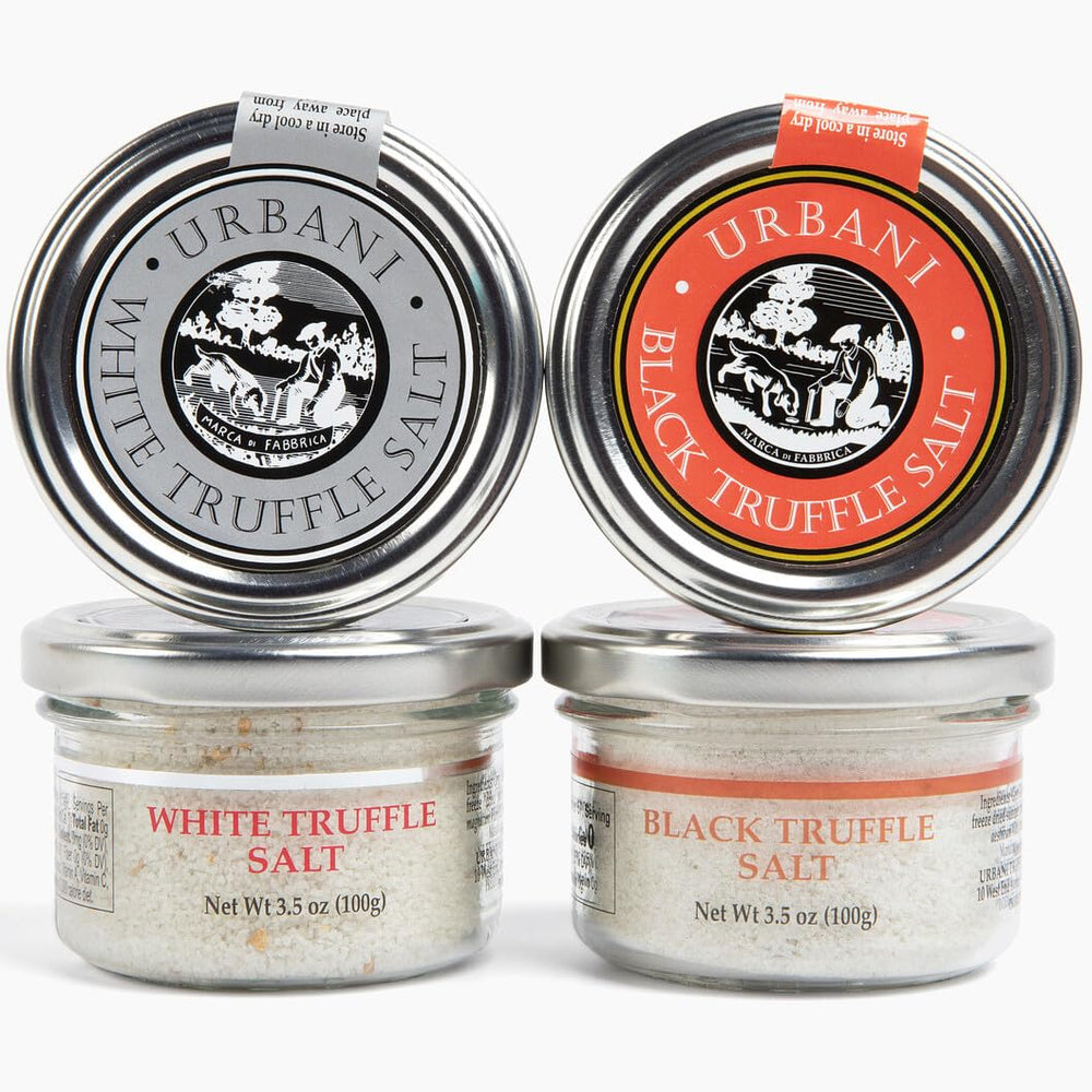 Urbani Truffles jar on a kitchen counter with dish to show real-world serving and convenience