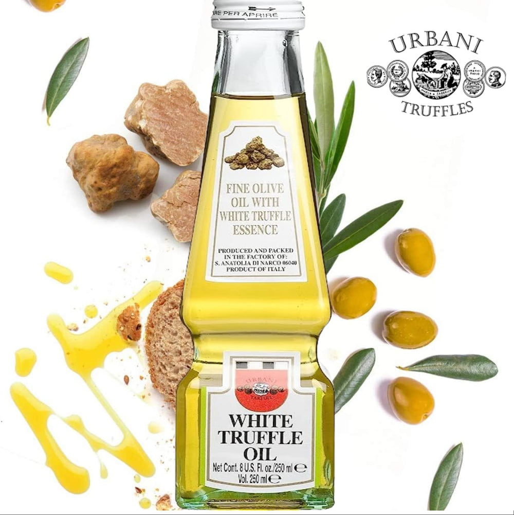 Urbani Truffles label close-up highlighting product name and origin benefits