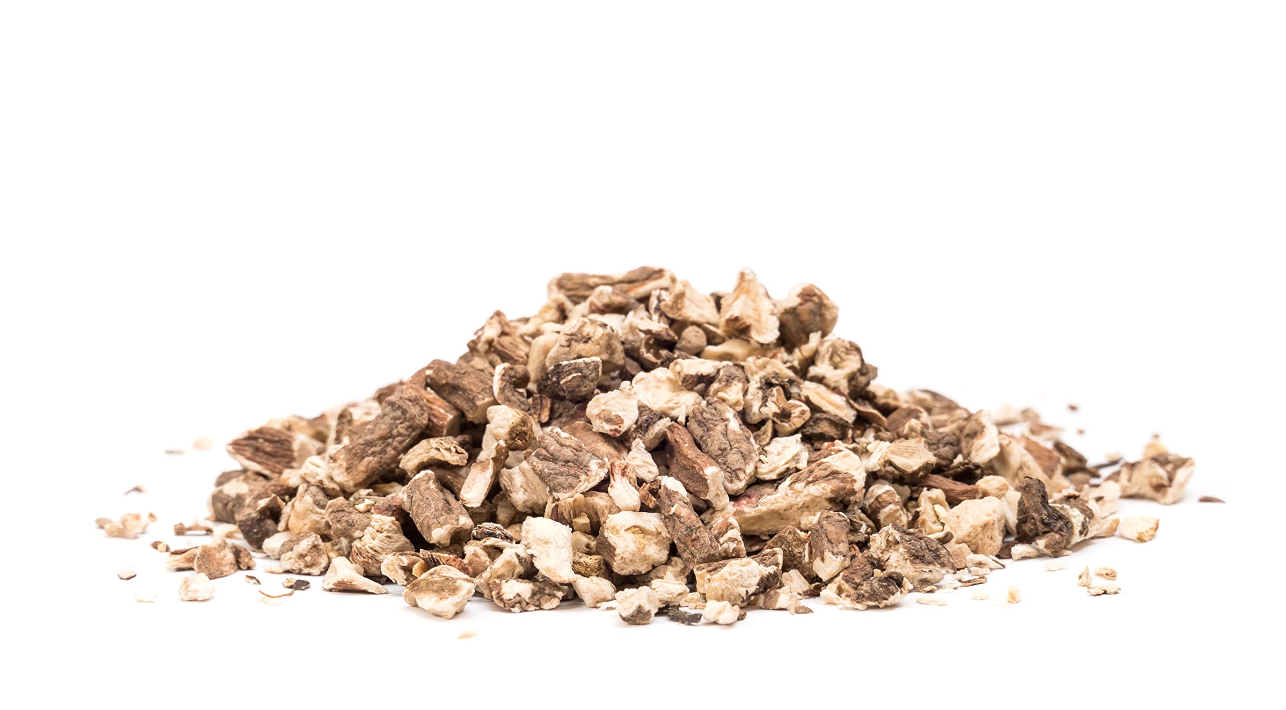 U.S. Wellness Naturals open bag with cut-and-sifted roots demonstrating easy brewing
