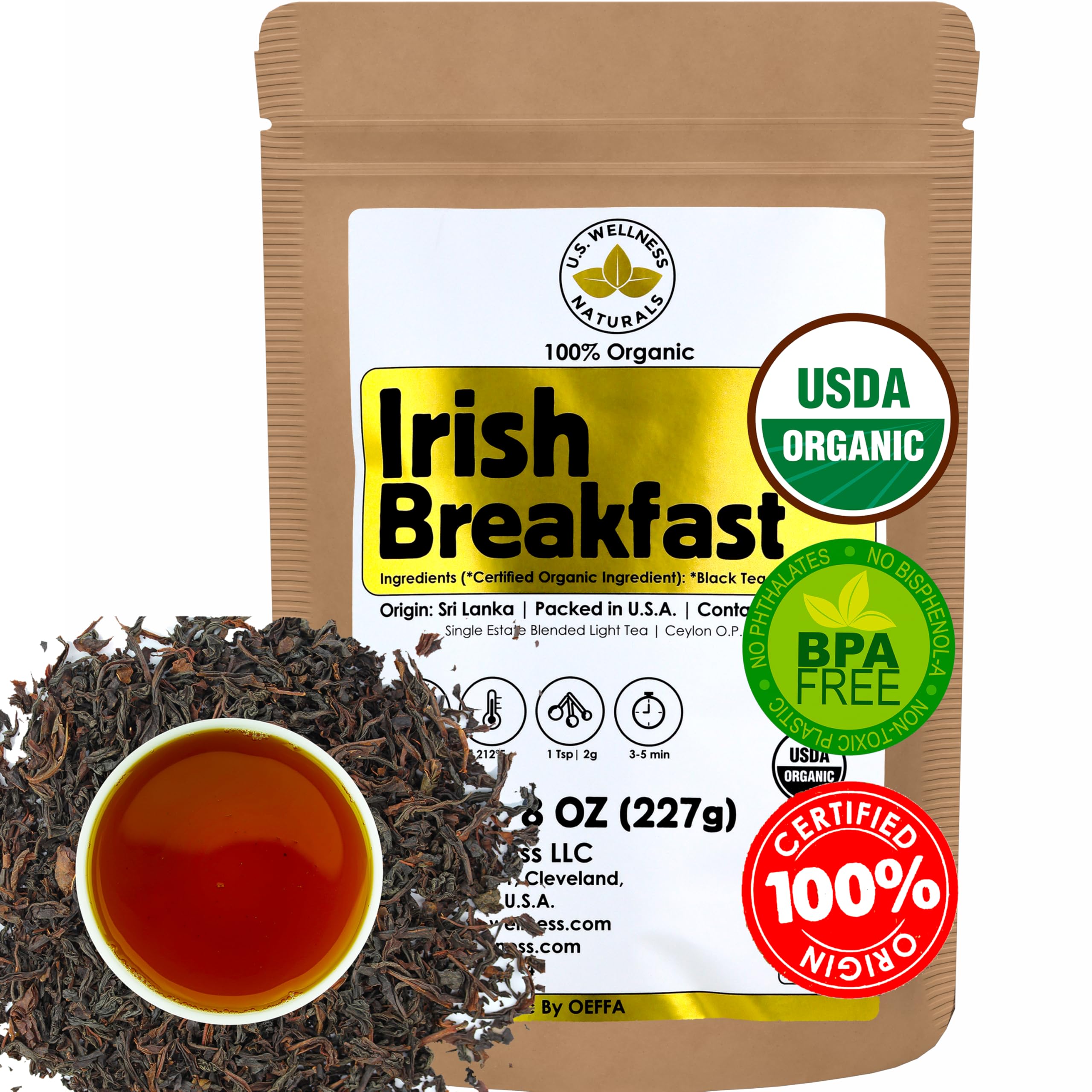 U.S. Wellness Naturals front packaging showing organic label and benefits