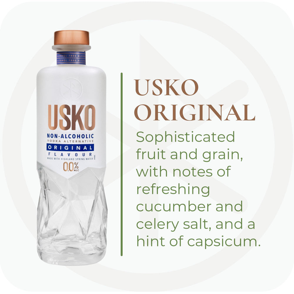 Close-up of USKO Original liquid texture showing botanical clarity and mixability