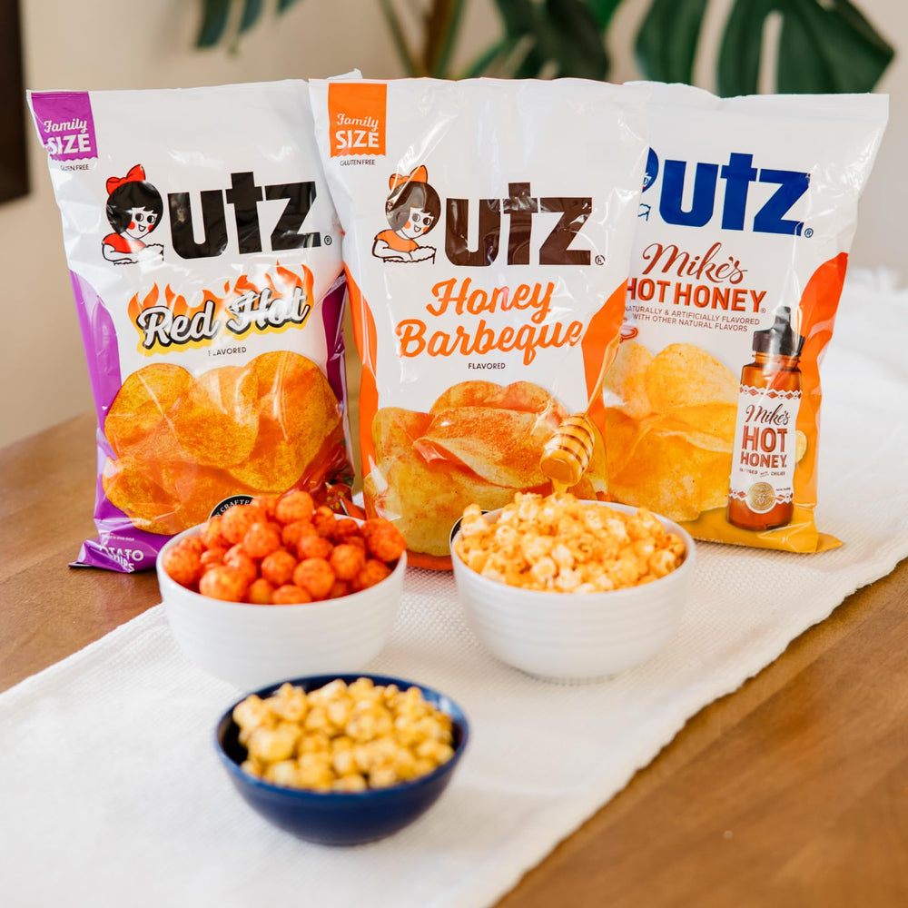 Utz Original potato chip close-up texture highlighting crisp family-crafted crunch
