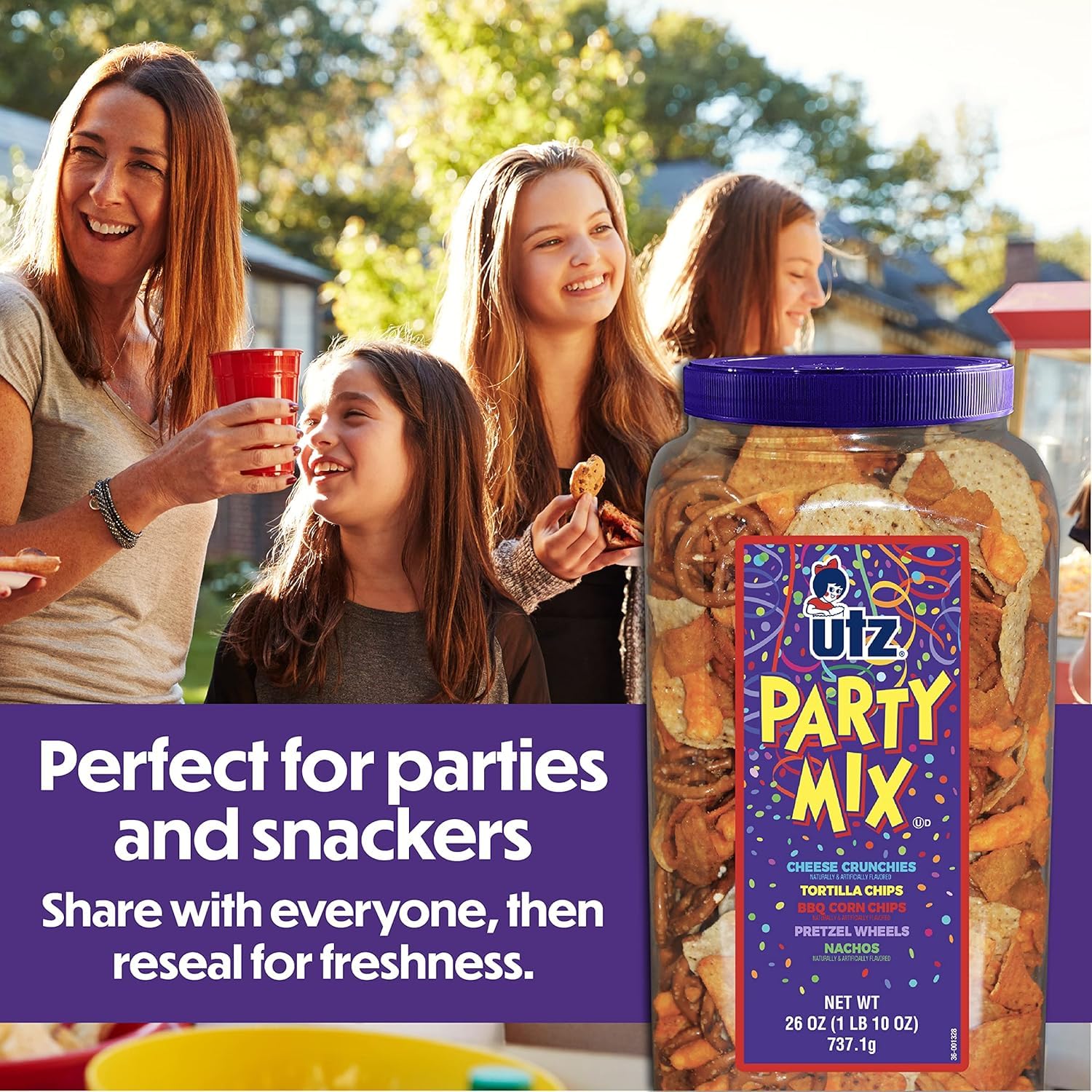 utz party spread on table showing crowd-pleasing snacking convenience