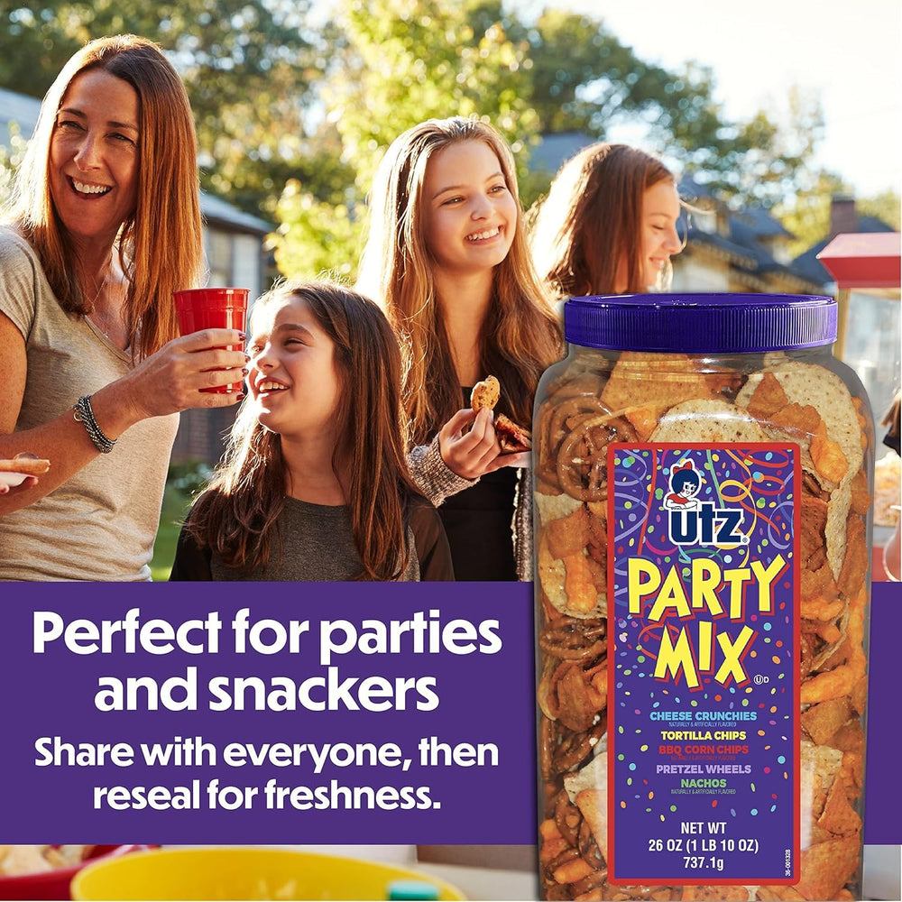 utz party spread on table showing crowd-pleasing snacking convenience