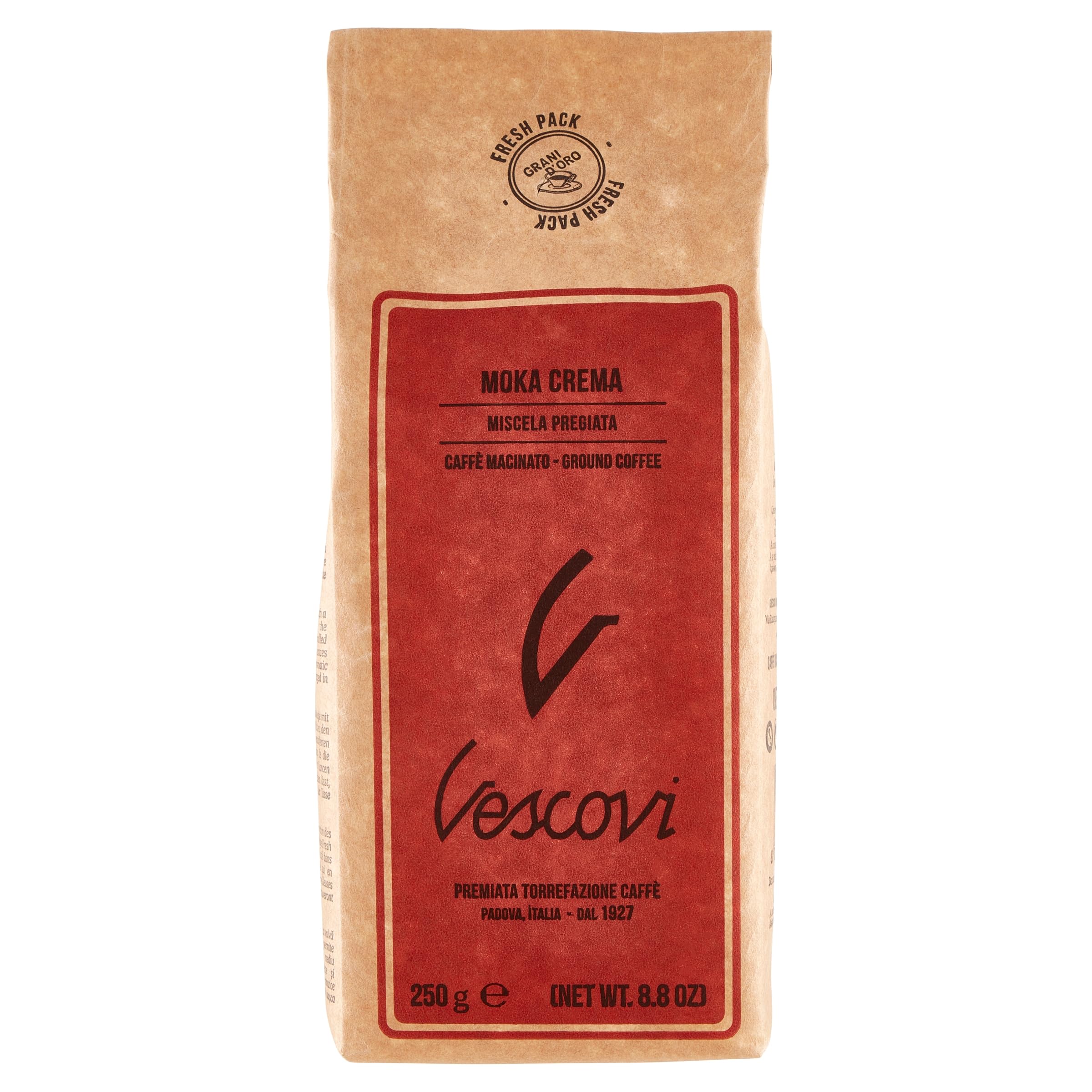 V Vescovi front packaging showing brand and bold espresso aroma benefits