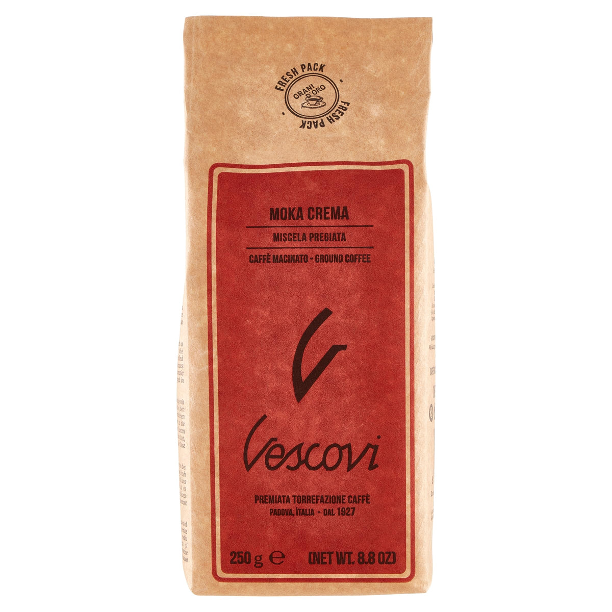 V Vescovi front packaging showing brand and bold espresso aroma benefits