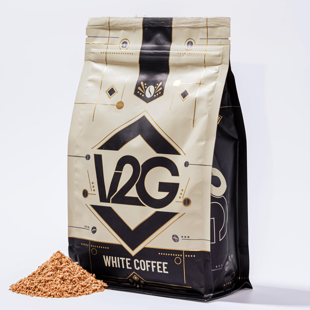 V2G front bag view showing branding and roast information for at-home brewing benefit