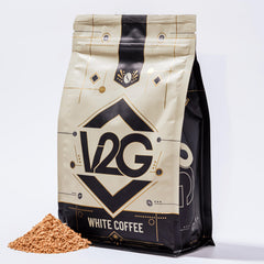 V2G front bag view showing branding and roast information for at-home brewing benefit