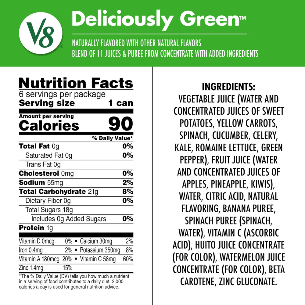 Twenty-four V8 cans grouped to show value pack and pantry-ready convenience