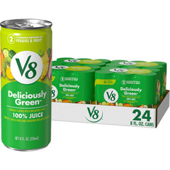 V8 can front view showing branding and convenient on-the-go refreshment