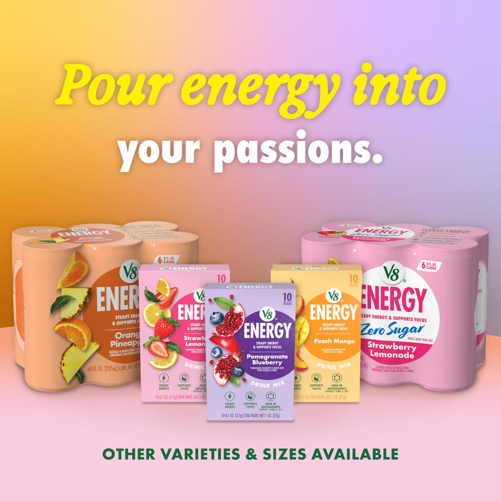 V8 Energy cherry lime used in a mocktail glass with garnish, versatile mixer