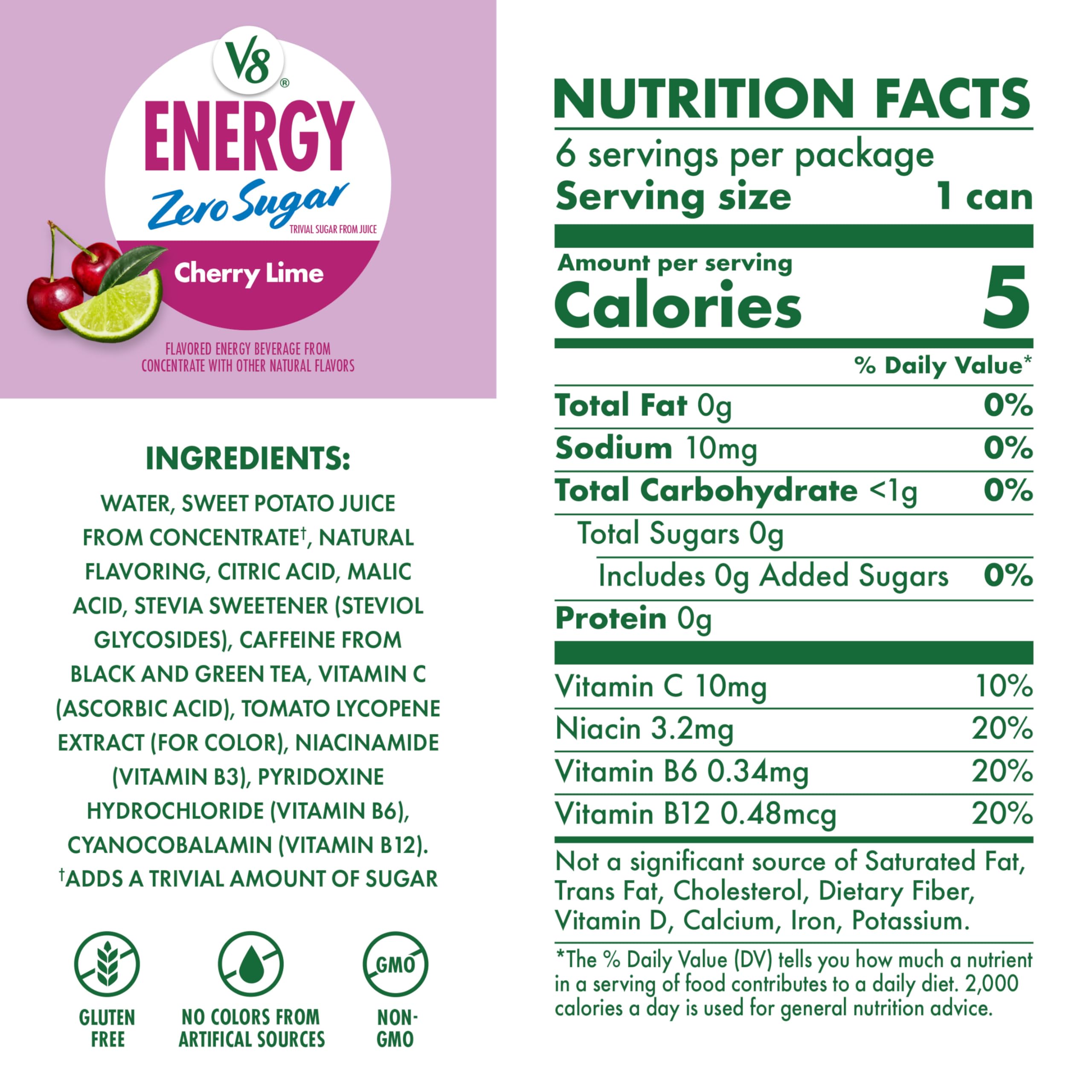 V8 Energy 24-pack box of cherry lime cans, convenient stock-up option