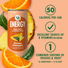 V8 Energy can in hand for scale showcasing portable 8 fl oz size