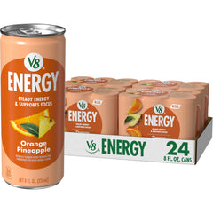 V8 Energy front can showing orange pineapple flavor and can design