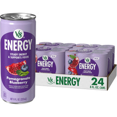 V8 Energy front can showing pomegranate blueberry flavor and easy grab-and-go benefit