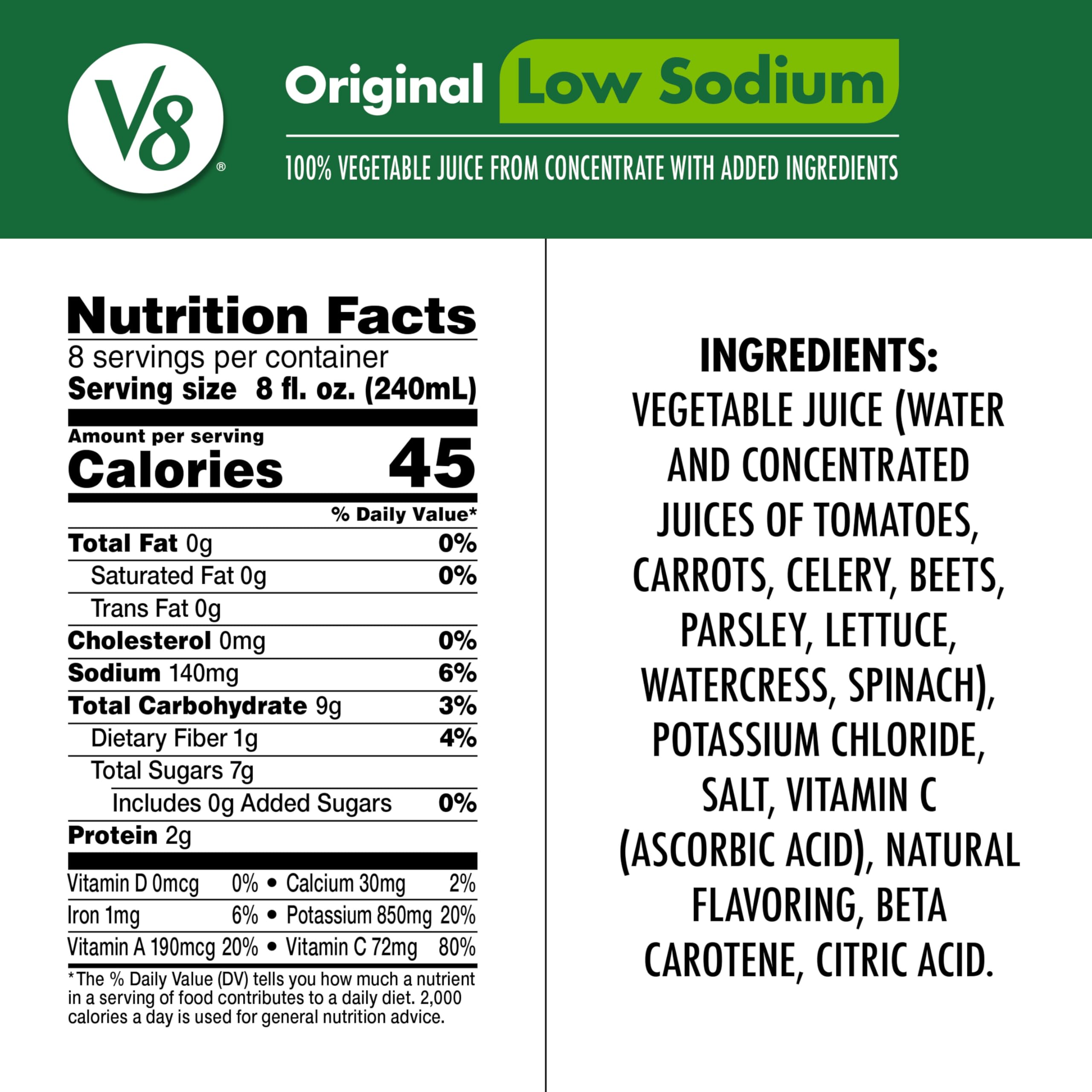 V8 low sodium bottle close-up highlighting cap and rich tomato-based texture
