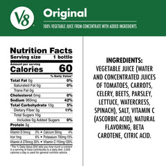V8 back label with nutrition facts visible for informed choices