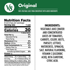 V8 can top view with pull tab, easy single-serve vegetable drink