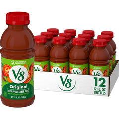 V8 front bottle showing label and branding, convenient vegetable boost