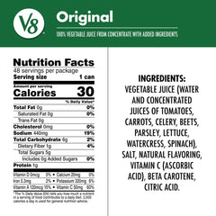 V8 single can closeup highlighting brand and easy portability