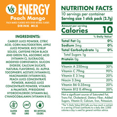 Close-up of a V8 single packet emphasizing portable energy convenience