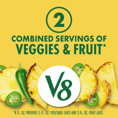 V8 pouring into glass highlighting vibrant color and refreshing appeal