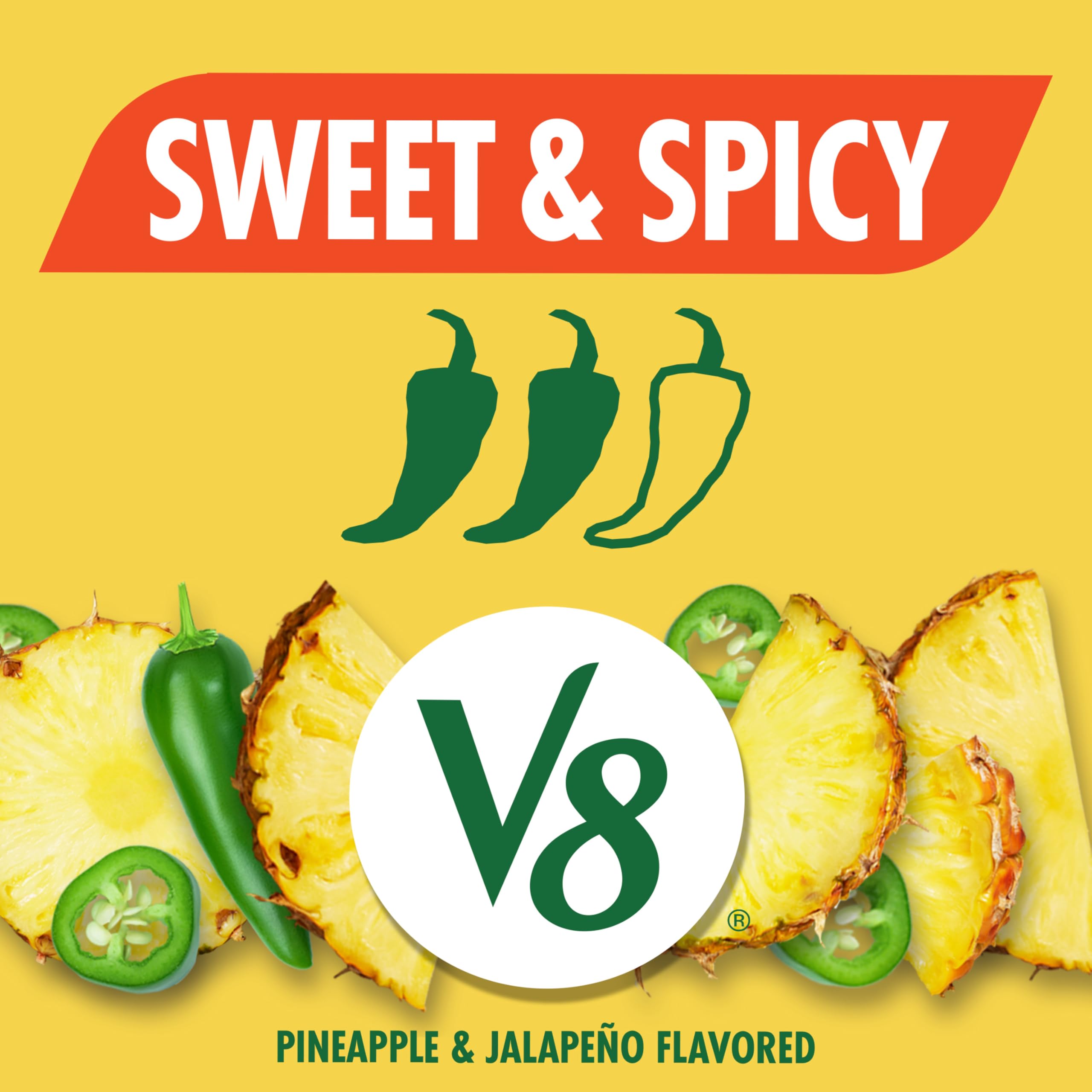 V8 served over ice in glass illustrating refreshment and serving suggestion