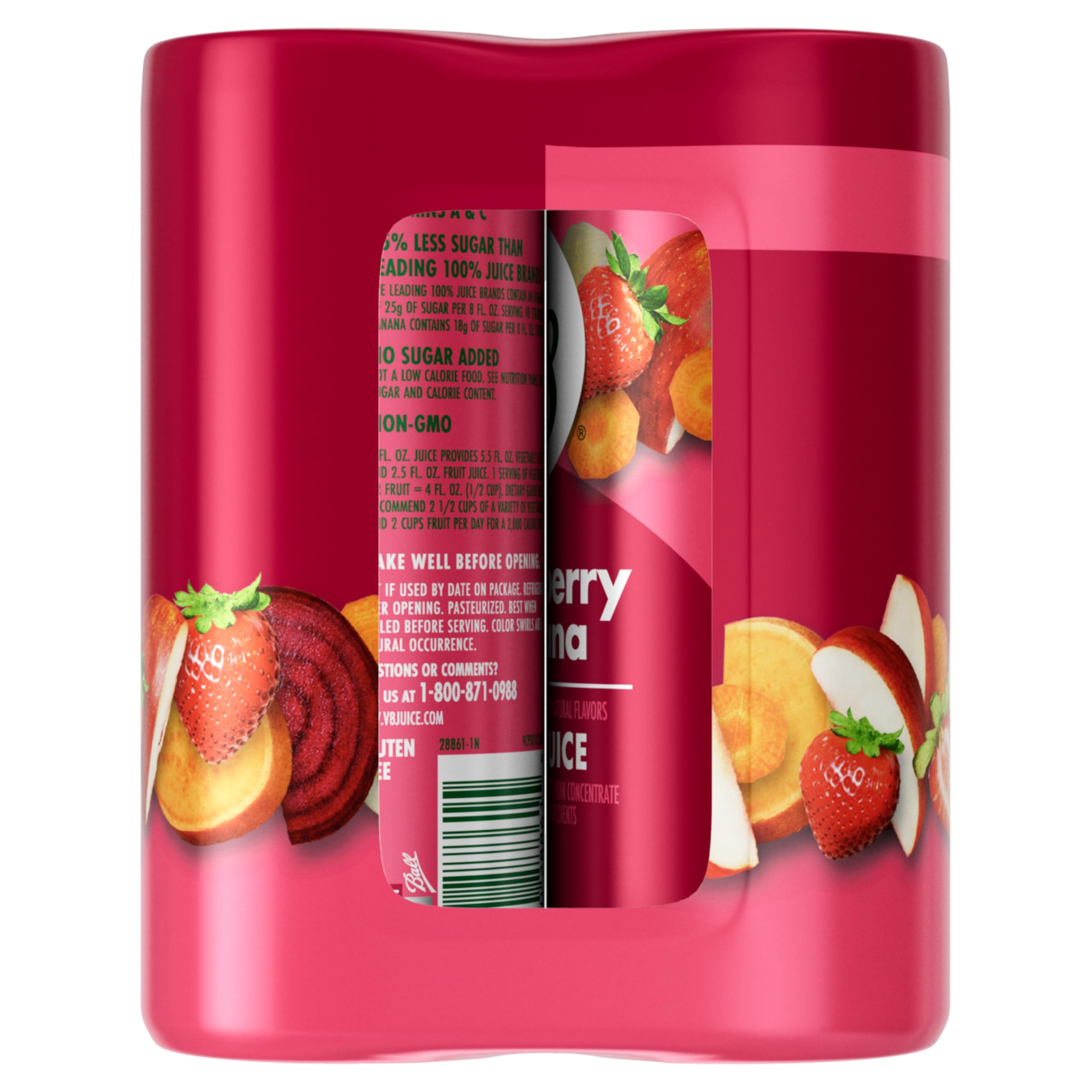 Open chilled V8 can in fridge showing convenient grab-and-go refreshment