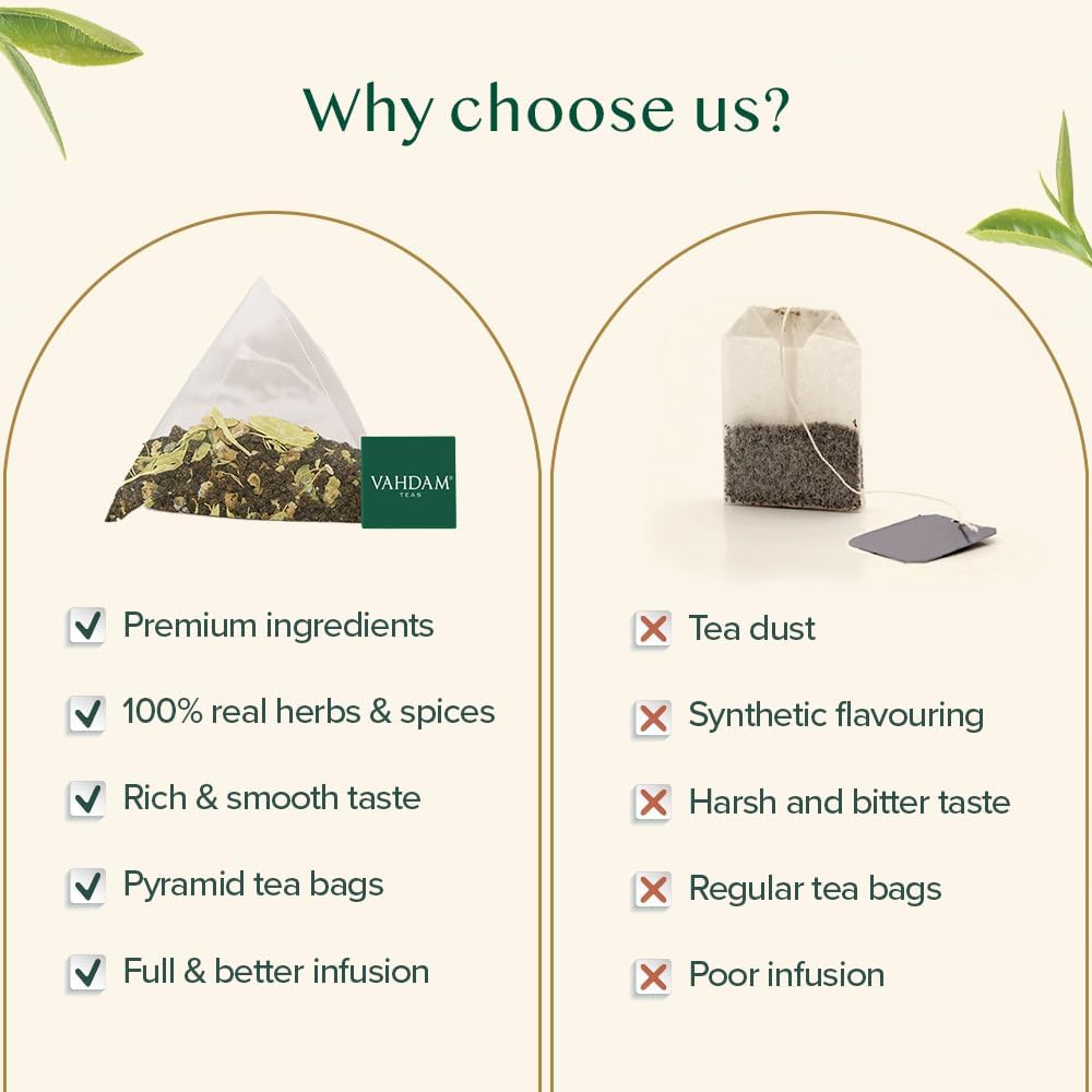 VAHDAM travel-ready teabags neatly packed, convenient for on-the-go brewing
