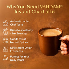 VAHDAM instant chai being poured into mug for a fast hot beverage