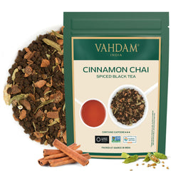 VAHDAM front packaging showing chai pouch and fresh aroma preservation