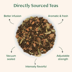 VAHDAM close-up of whole loose-leaf cinnamon masala blend revealing quality