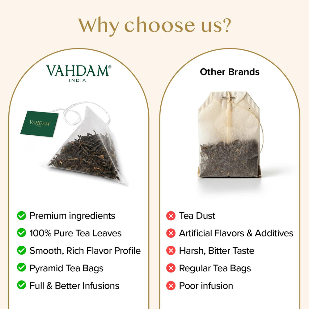 VAHDAM loose second‑flush Darjeeling leaves displaying texture and color