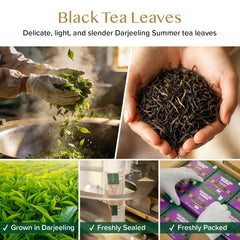 VAHDAM pyramid tea bag closeup highlighting room for leaves and aroma