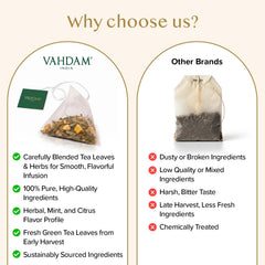 VAHDAM dry blend of green tea, chamomile, mint and orange peel for aroma clarity