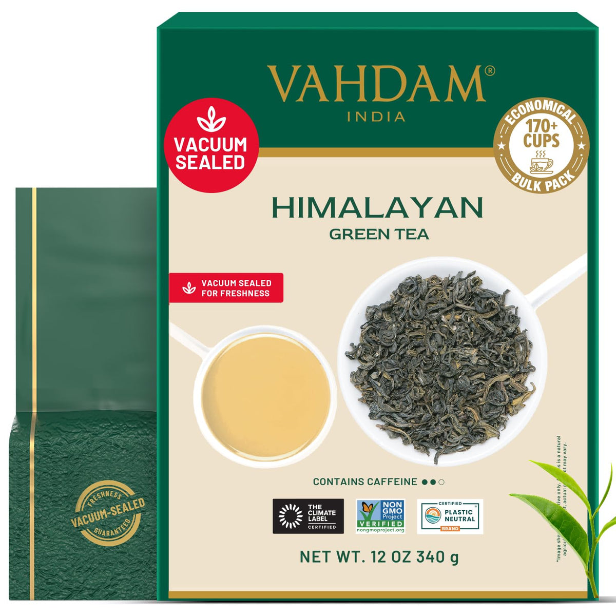 VAHDAM front packaging showing 12oz pouch and brand for clarity