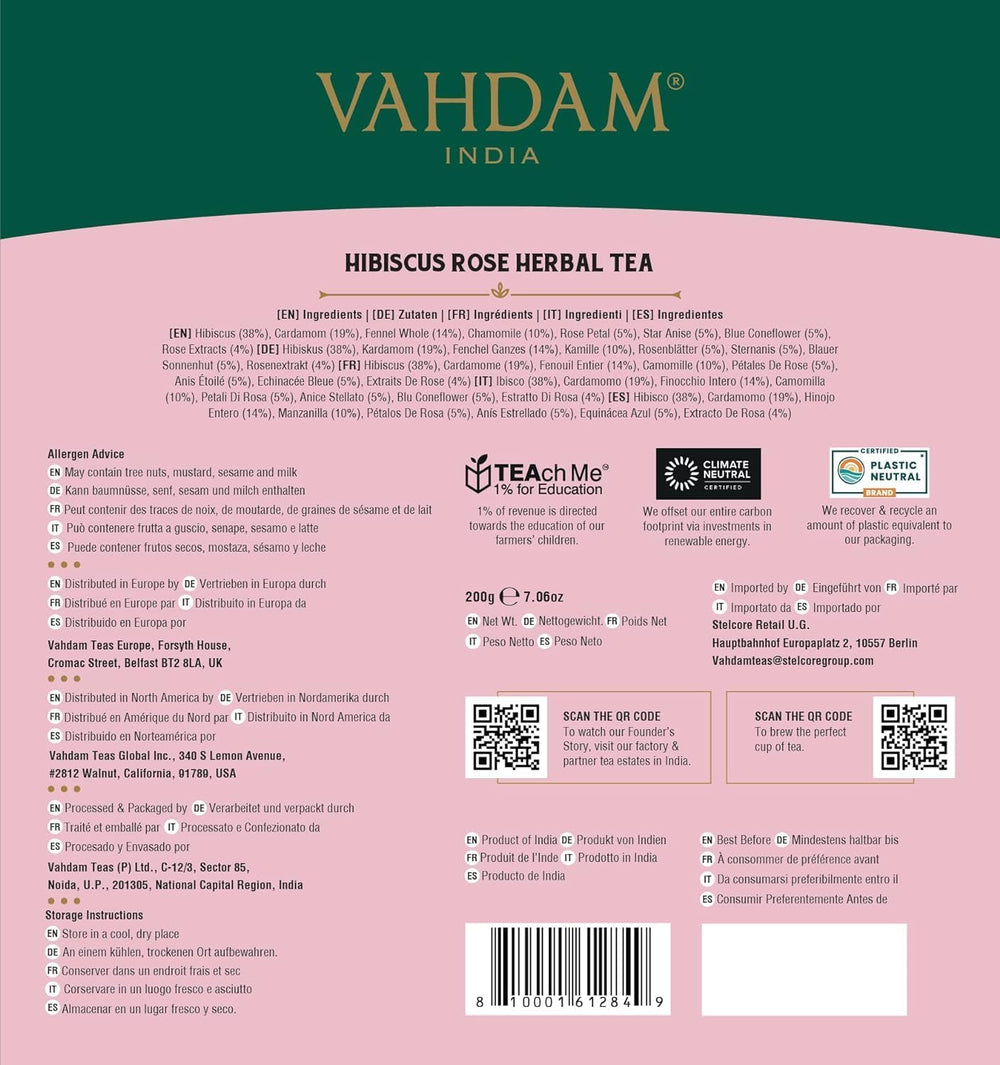 VAHDAM lifestyle scene evening tea set promoting calming caffeine-free relaxation